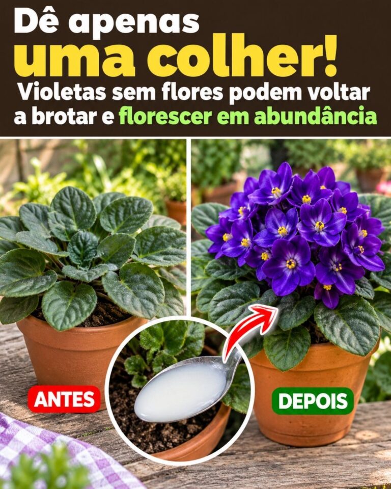 Dê apenas uma colher! Violetas sem flores podem voltar a brotar e florescer em abundância