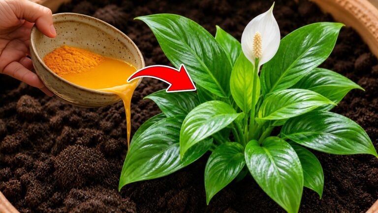 🌸Apenas uma colher de cúrcuma e o seu lírio-da-paz moribundo ficará coberto de raízes!