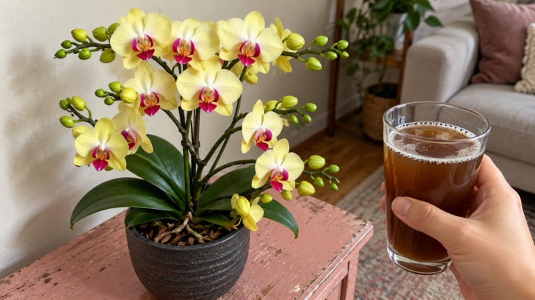 Uma pequena chávena por semana! Descubra o que prepara o regresso das flores da sua orquídea